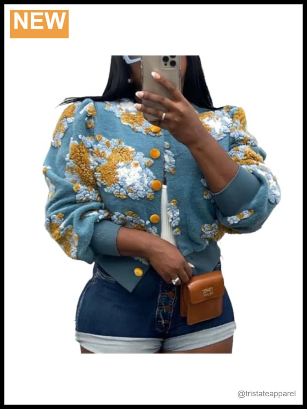 Floral Print Cropped Bomber Jacket Lightweight Fleece Coat